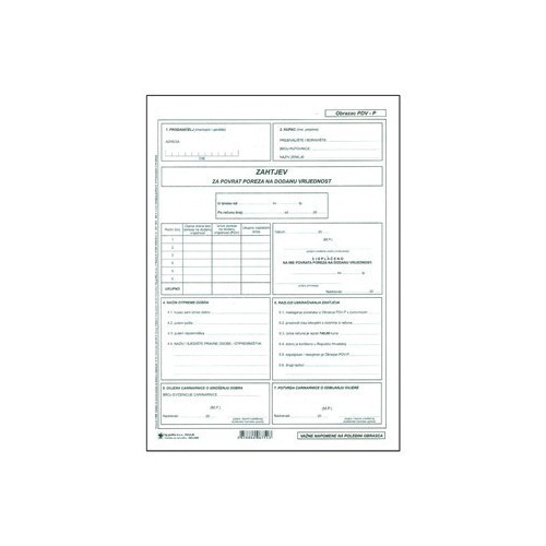 I-515/13 Zahtjev za povrat PDV-a,obrazac PDV-P (N011631)
