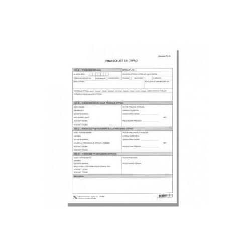 I-763 Prateći list za neopasni/inertni otpad
