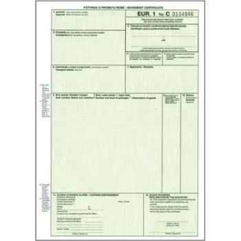 Potvrda o prometu robe EUR-1 XIII-31