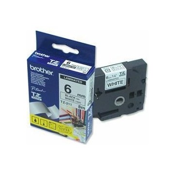 Ribbon BROTHER 6mm crna na bijeloj - TZE211