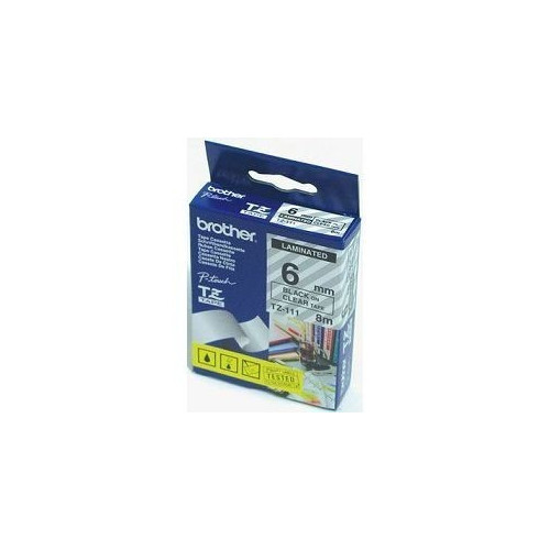 Ribbon BROTHER 6mm crna na prozirnoj - TZE111