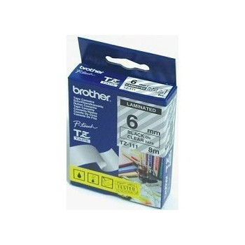 Ribbon BROTHER 6mm crna na prozirnoj - TZE111