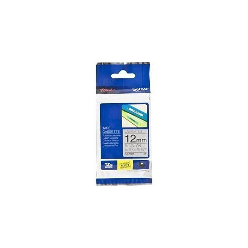Ribbon BROTHER 12mm crna na srebrnoj mat traka - TZEM931