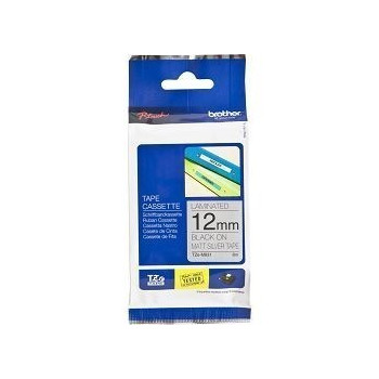 Ribbon BROTHER 12mm crna na srebrnoj mat traka - TZEM931