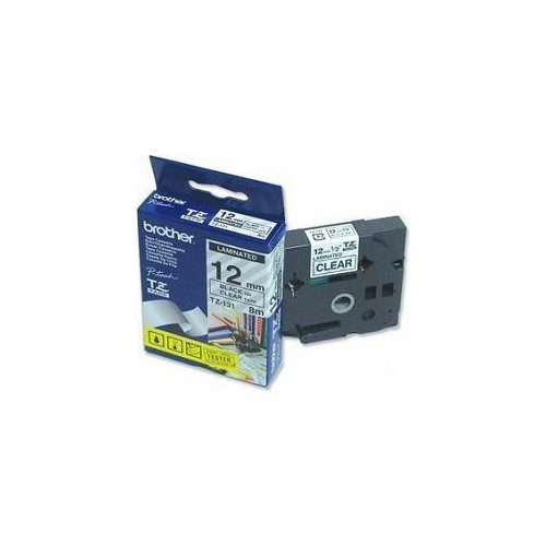 Ribbon BROTHER 12mm crna na prozirnoj - TZE131