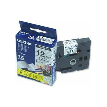 Ribbon BROTHER 12mm crna na prozirnoj - TZE131