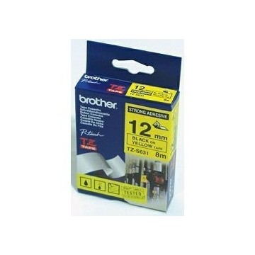 Ribbon BROTHER 12mm crna na žutoj strong adhesiv - TZES631