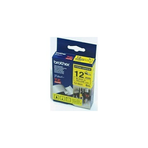 Ribbon BROTHER 12mm crna na žutoj strong adhesiv - TZES631