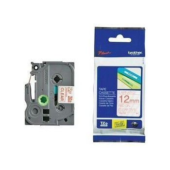 Ribbon BROTHER 12mm crvena na prozirnoj - TZE132