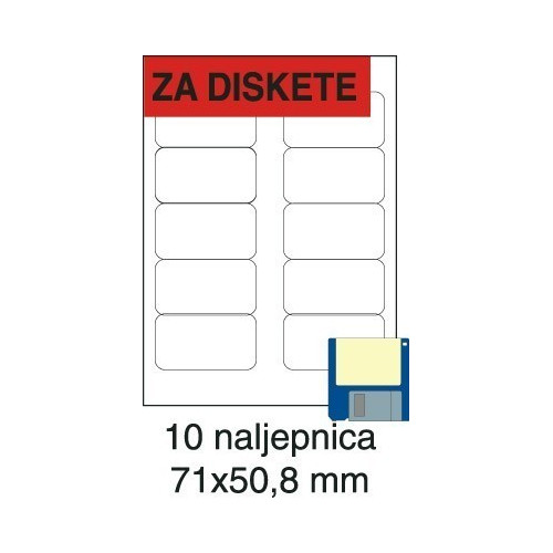 Etikete laser 71,1x50,8 100/1 bijele