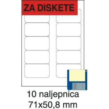 Etikete laser 71,1x50,8 100/1 bijele