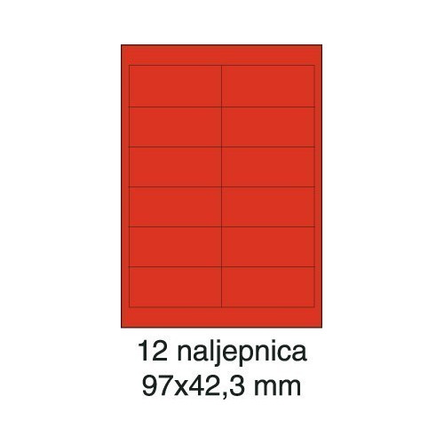 Etikete laser 97x42,3 100/1 crvene