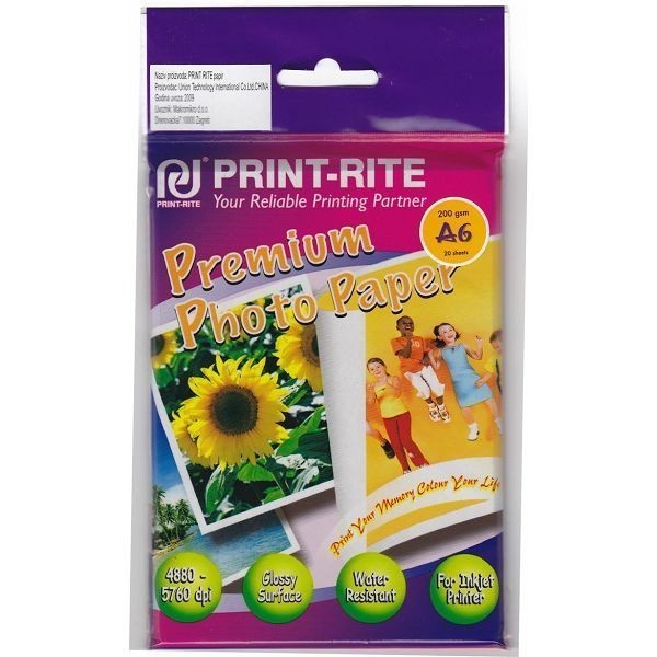 Papir PRINT RITE A6 200g/m2 Premium Photo Paper 20 listova