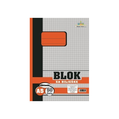 Blok za bilješke, A5 diktando dimenzije 14,8x21cm 50lista