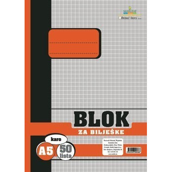 Blok za bilješke, A5 karo dimenzije 14,8x21cm 50lista