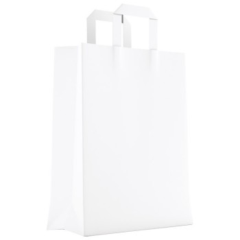 Vrećice ukrasne natron 18x23x9cm ravna ručka pk50 Duga bijela