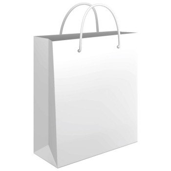 Vrećica ukrasna 34x39x10cm sjajna plastifikacija bijela