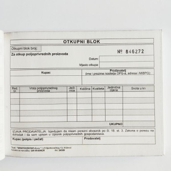 VII-8/ncr Otkupni blok 14,5x10,3mm, 3x50 listova